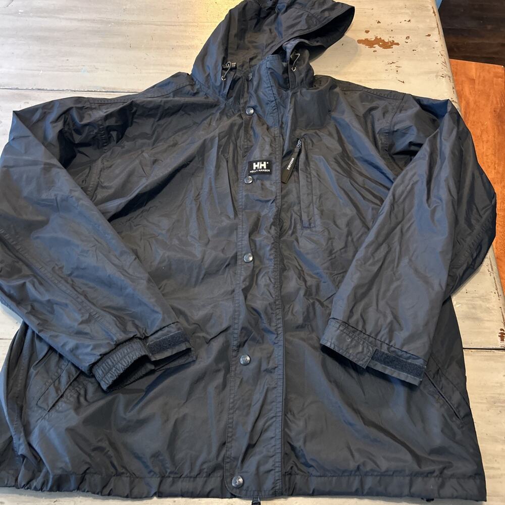 Helly Hansen Navy Blue Packable Full Zip Hooded Jacket Mens Sz XL Tech Work Wear